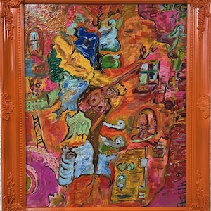 Original Abstract Painting on Canvas &quot;Jump from the Painting&quot; by Serg Graff COA