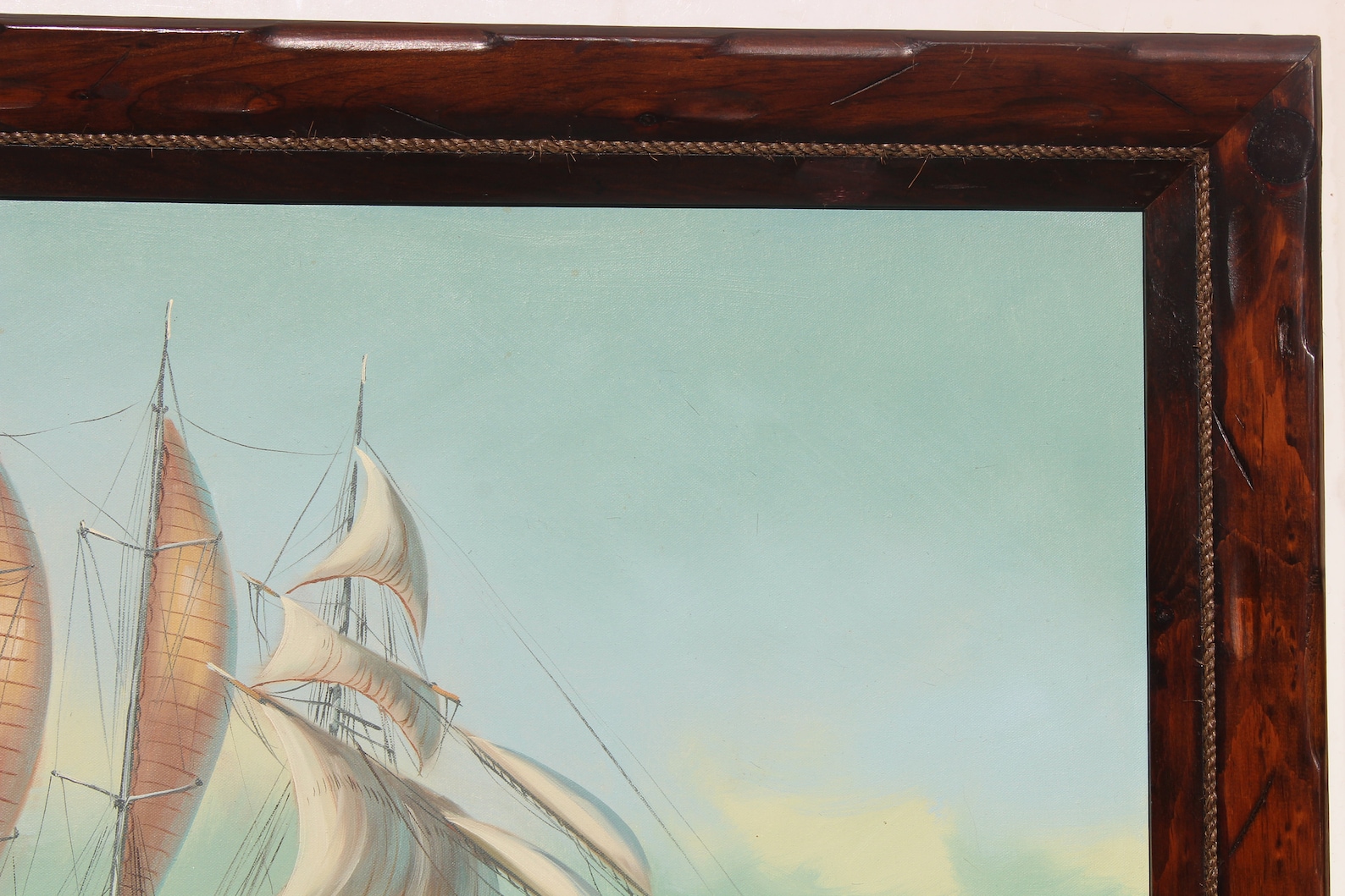 Large Framed Oil Painting on Canvas Sailing Ship in the Etsy