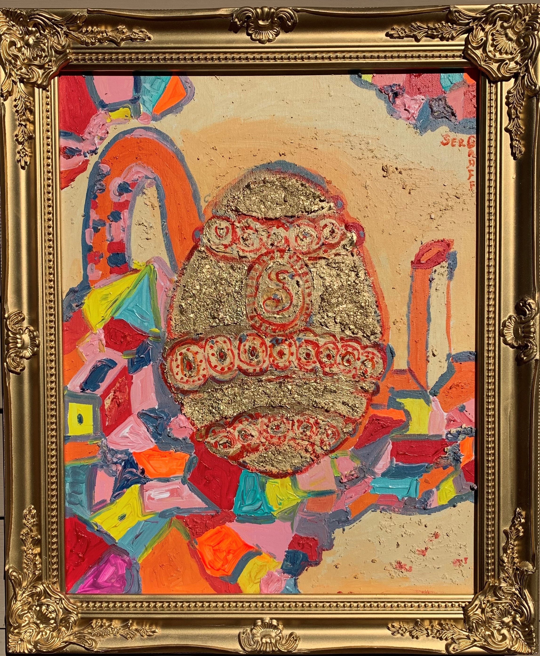 キャンバスに描かれたオリジナル抽象画「クレオパトラの黄金の卵