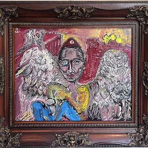 One-Of-A-Kind Painting on canvas by Serg Graff "Angel in Love" Ornate Frame, COA