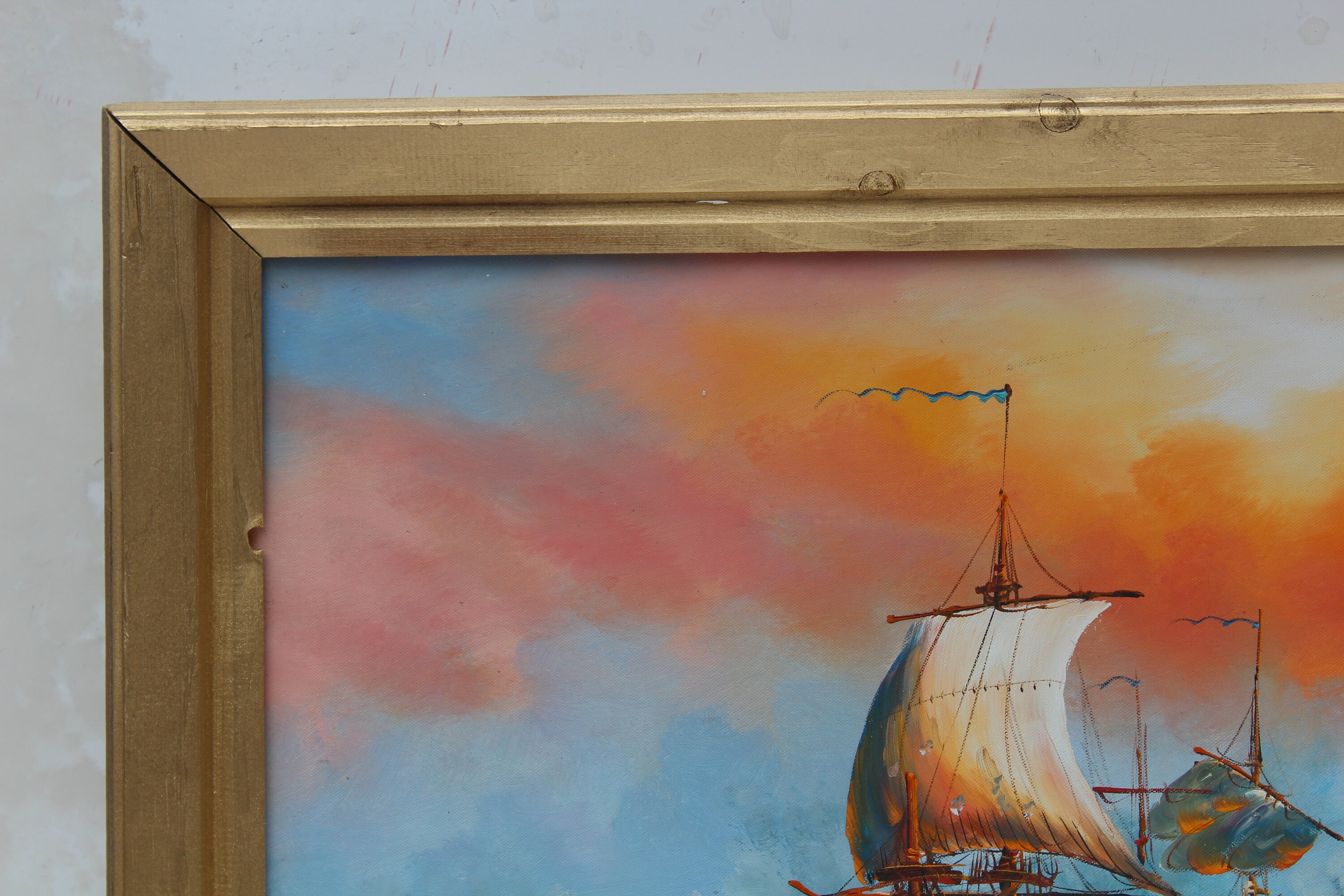 J.harvey Large Oil Painting on Canvas Ships BATTLE AT SEA Etsy