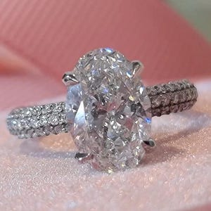 3 Carat Oval Cut Lab-Grown Engagement Ring, 3CT Oval Cut IGI Certified Lab-Grown Wedding ring With Hidden Halo, Luxury Anniversary Gift Ring