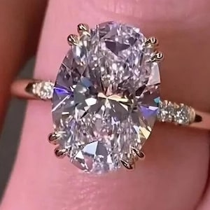 3 CT Oval Cut Lab-Grown Engagement Ring, 3 CT Oval Cut IGI Certified Lab-Grown Wedding ring With Hidden Halo, Luxury Anniversary Gift Ring
