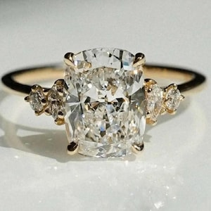 Elongated Cushion Cut Lab-Grown Engagement Ring, 2Ct Elongated Cushion Cut IGI Certified Diamond Wedding ring, Luxury Anniversary Gift Ring