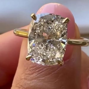 Elongated Cushion Cut Lab-Grown Engagement Ring, 2Ct Elongated Cushion IGI Certified Diamond Wedding ring, Solitaire Anniversary Gift Ring