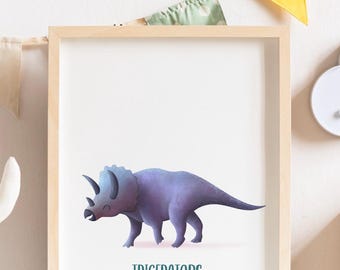 Triceratops Dino Poster | Printable Wall Art for Kids Room & Nursery Nursery Print | Kids Room Decor | Digital Download | Nursery Dino Print