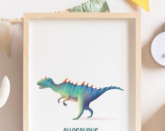 Allosaurus Kids Room Wall Print | Nursery Dino Decor | Wall Art | Nursery Print | Kids Room Decor | Digital Download | Nursery Dino Print