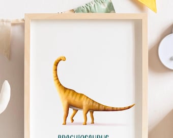 Arte mural de Brachiosaurus / Impresión infantil de dinosaurios / Impresión infantil / Decoración infantil / Descarga digital / Impresión infantil de dinosaurios