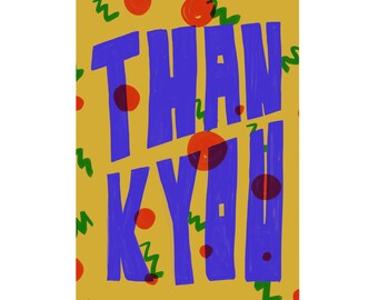 Indie Irreverent Typographic Matte Thank You Cards