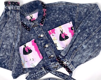 acid wash barbie denim jacket