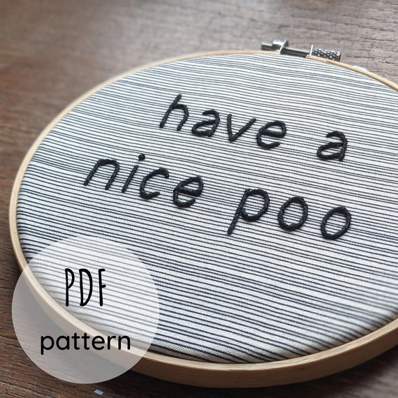 Downloadable Embroidery Pattern - 5 Bathroom Quotes
