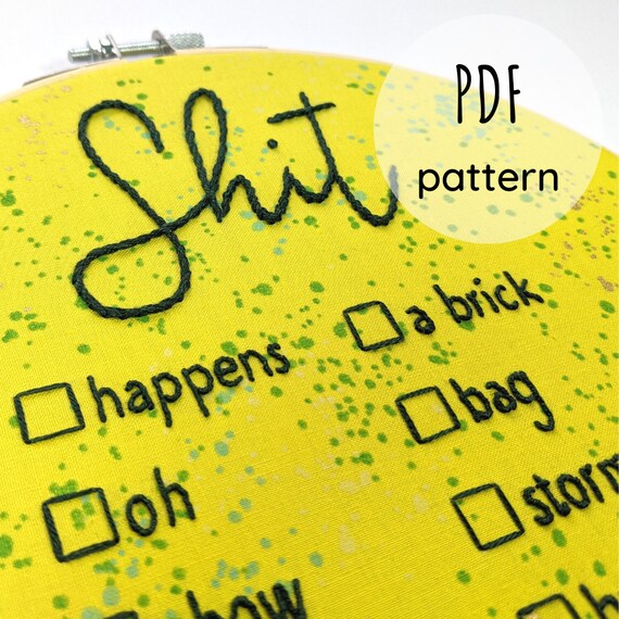 Downloadable Embroidery Pattern - Shit... multiple choice hoop - 8"
