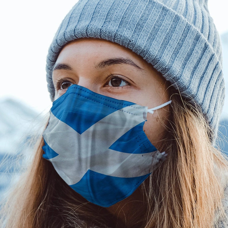 Scotland Face Mask with saltire flag and removable carbon Etsy
