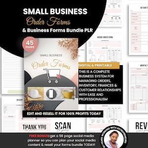 Pacote de Modelos de Pedidos e Formulários Comerciais para Pequenas Empresas (PLR) | Editável no Canva