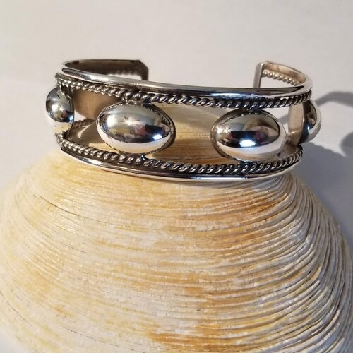 Vintage Sterling Silver Openwork shops Cuff Bracelet Made in Mexico