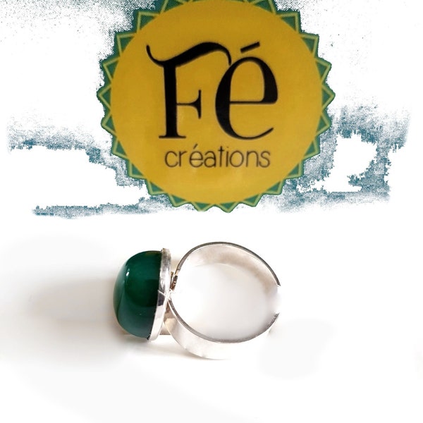Bague Agate verte, gemme, ovale, 18 x 13 mm, ajustable, bague pour femme, bague unisexe par FecreationsFR. BA185