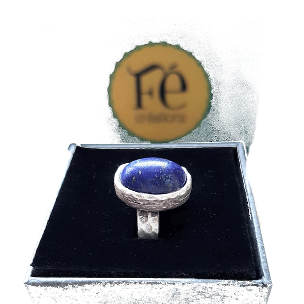 Bague Lapis Lazuli, ovale 14x10 mm, ajustable, bague gemme pour femme par FecreationsFR. BA258