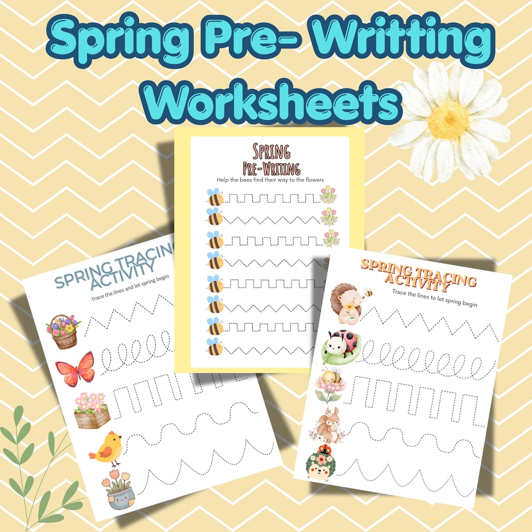 Spring Pre-writing Tracing Worksheets, Preschool Fine Motor Activity ...