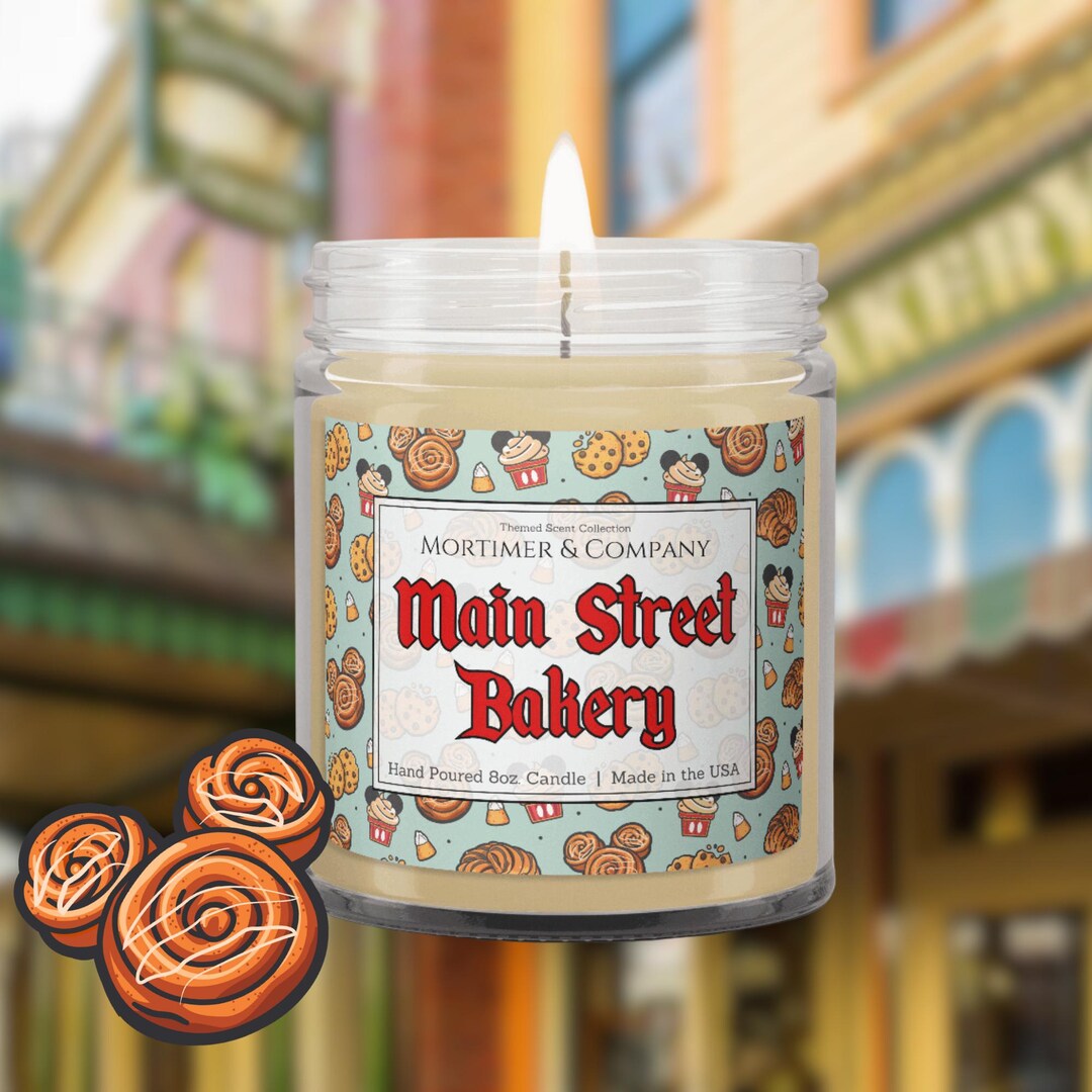 MAIN STREET BAKERY Disney Inspired Candle | Vanilla Cream & Cinnamon Sugar Fragrance | Disney Gift Soy Candle