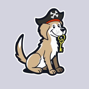 PIRATENHUND AUFKLEBER | Pirat Knast Schlüssel Hund | Disney Film und Themenparks inspiriert Disney Aufkleber | Wasserflasche Aufkleber | Notebook Sticker