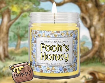 Poohs Honey Disney Inspired Scented Candle | Winnie the Pooh Candle | Honey Amber Oud Fragrance | Hundred Acre Wood Decor | Theme Park Gift