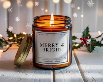 Merry & Bright Soy Candle: Citrus, Cranberry, Cinnamon, Apple, Fig