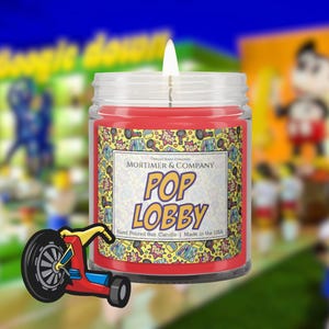 POP LOBBY Disney inspirierte Kerze | Pop Century Resort Duft | Orangen Zitrus Pfirsich Duft | Disney Geschenk Soja Kerze