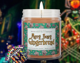 Merry Scary Gingerbread Disney Inspired Candle | Haunted Mansion Holiday Gift | Spiced Gingerbread Fragrance | Halloween Theme Park Candle