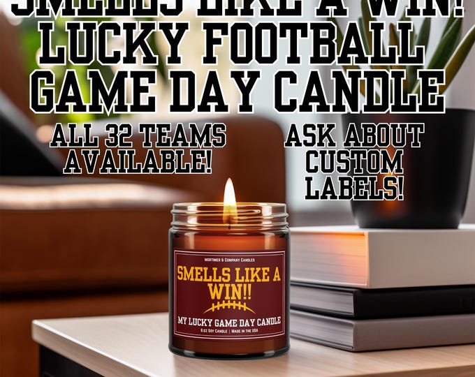 Lucky Football Game Day Scented Candle: Personalized Team Decor