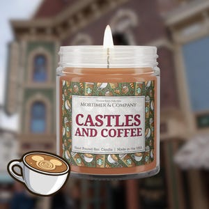 CASTLES AND COFFEE Disney Inspired Candle | Main Street Coffee Shop Fragrance | Roasted Coffee and Cream Scent | Disney Gift Soy Candle