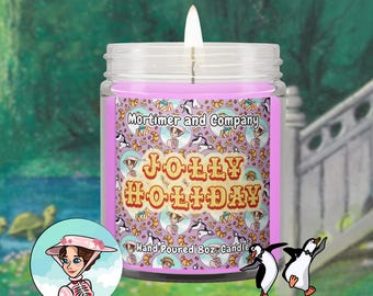 Jolly Holiday Disney Inspired Scented Candle | Mary Poppins Gift | Strawberry Vanilla Bakery Fragrance | Disney Fan Candle | Theme Park Gift