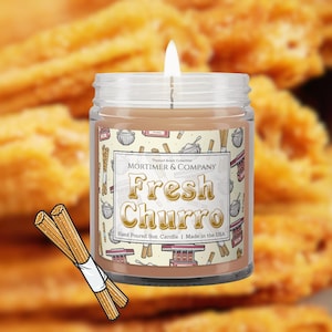 FRESH CHURRO Disney Inspired Candle | Disneyland Churro Cart Fragrance | Cinnamon Sugar Fried Dough Scent | Disney Gift Soy Candle