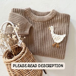 Custom Goose Embroidered Sweater, Embroidered Sweater, Girls Sweaters, Embroidered Kids Sweaters, Kids Sweaters, Goose Sweater