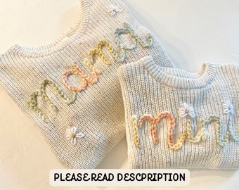 Custom Embroidered Mama and Mini Sweater, Embroidered Sweater, Mama Sweaters, Mother's Day, Embroidered Kids Sweaters, Mama And Mini Sweater