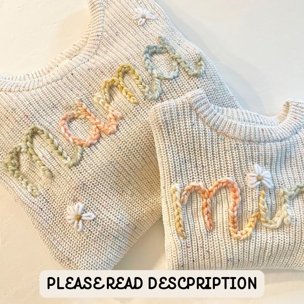 Custom Embroidered Mama and Mini Sweater, Embroidered Sweater, Mama Sweaters, Mother's Day, Embroidered Kids Sweaters, Mama And Mini Sweater