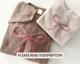 Custom Bow Embroidery for Baby Sweater: 100% Cotton