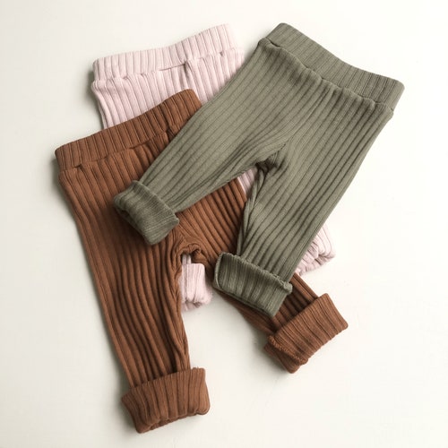 Babies Knit Ribbed Leggings Etsy