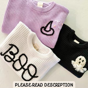 Custom Embroidered Halloween Sweater: Cotton Blend Kids Outfit