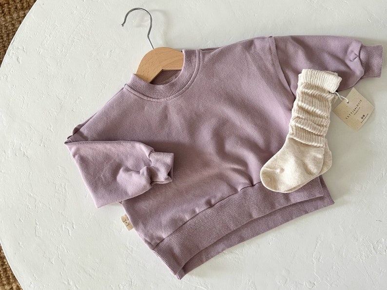 Kids Sweatshirt, Side slit Sweatshirt, Kids Crewneck, Kids Sweater, Baby Sweatshirt, Kids Sweatshirt, Baby Sweater, Boys Sweatshirt Dusty Lavender