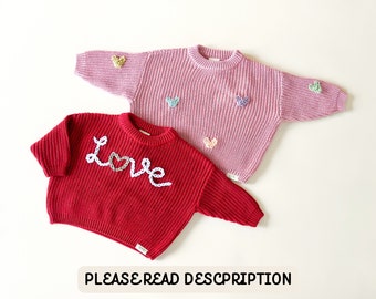 Custom Embroidered Valentine's Day Sweater, Valentine's Day Baby Sweater, Kid's Vday Sweater, Valentine's Day Pregnancy Announcement