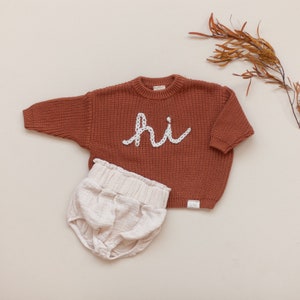 Hi Embroidered Sweater, Hi Sweater, Newborn Photos, Newborn Photo Props, Coming Home Outfit, Baby Sweater, Pregnancy Announcement image 5