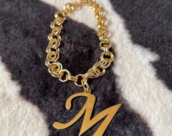 M - Initial Charm Bracelet // initial charm, 50s bracelet, 60s bracelet, charm bracelet, personalised bracelet