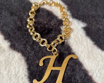 H - Initial Charm Bracelet // initial charm, 50s bracelet, 60s bracelet, charm bracelet, personalised bracelet