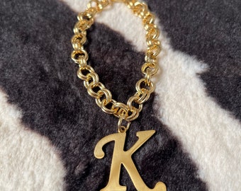 K - Initial Charm Bracelet // initial charm, 50s bracelet, 60s bracelet, charm bracelet, personalised bracelet