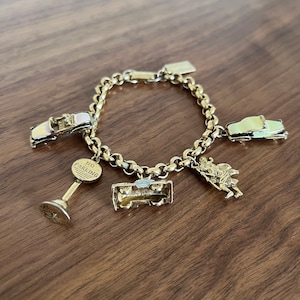 Vintage Jewelcraft Gold Tone Automotive Charm Bracelet // charm bracelet, 60s charm, 50s charm, vintage bracelet, vintage lover