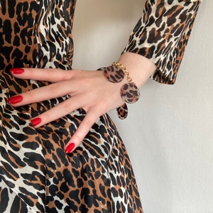 Retro Betty Page Fetish Pin-up Girl Leopard Silver Bangle