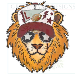 Kastanjebruine leeuw HIGH SCHOOL MASCOTTE Trucker Hat aangepaste bestellingen - png Handgetekende digitale download voetbal de kleuren van je team