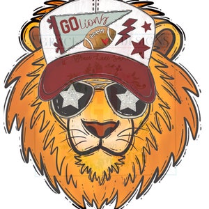 Maroon Lion HIGH SCHOOL MASCOT Trucker Hat Pedidos personalizados - png Desenhado à mão Digital Baixe Futebol Cores do seu time