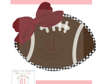 Houndstooth Football PNG, Crimson Bow, Cheerleader Clipart (Digital Download)