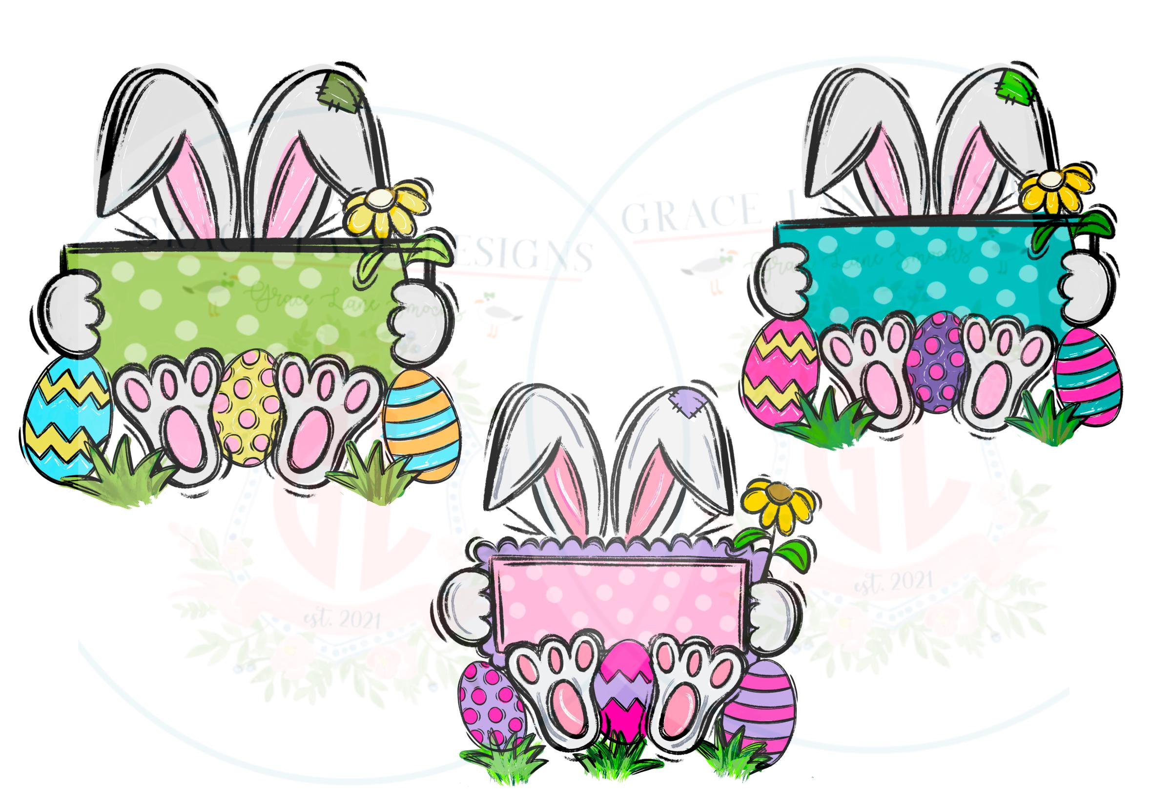 Easter Bunny Name Frame Plate Png Hand Drawn Procreate Digital Download ...